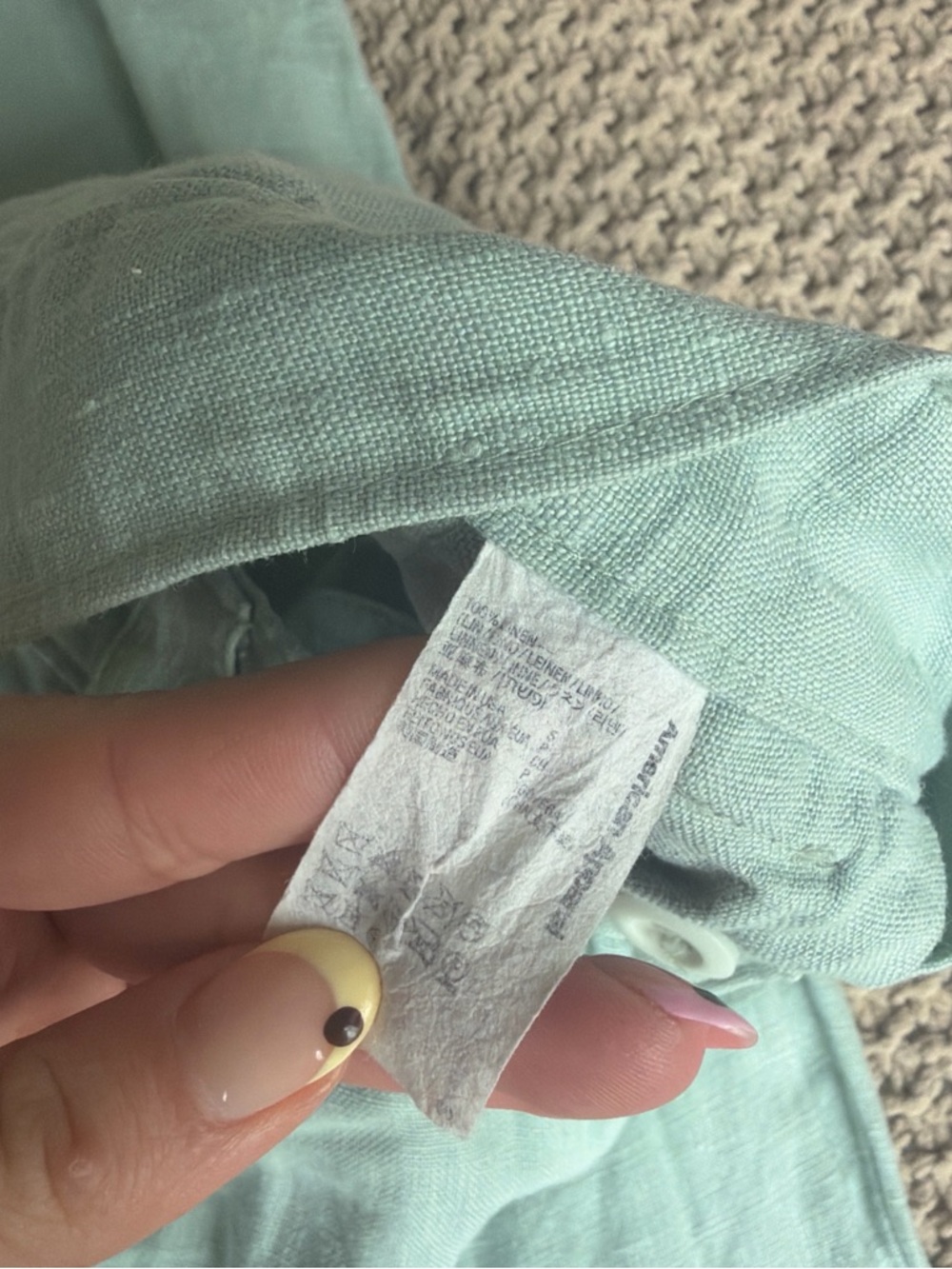 Sea Foam Green Linen Pants - Picture 4 of 4